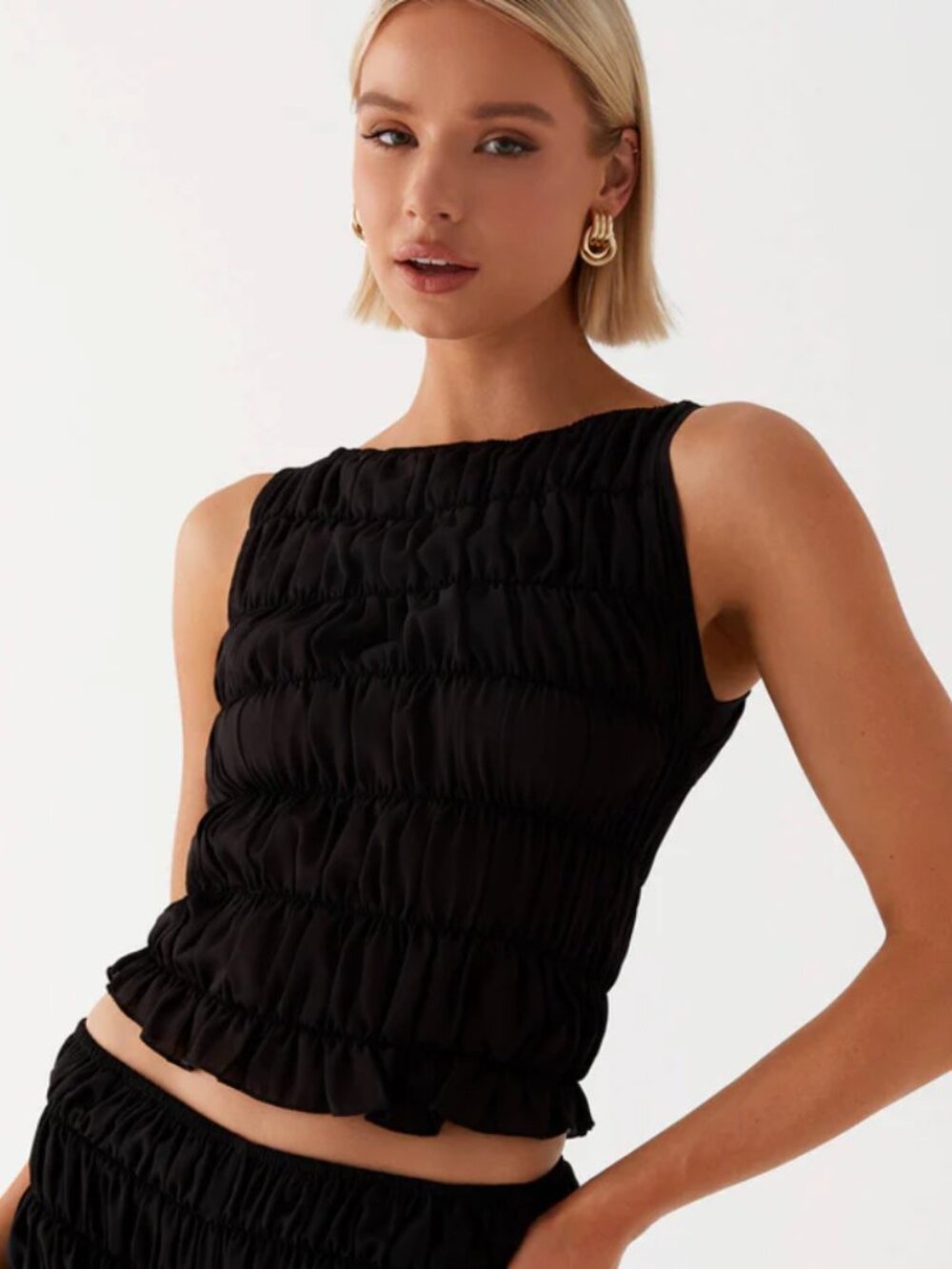 NWT Peppermayo Black Ruched Blouse